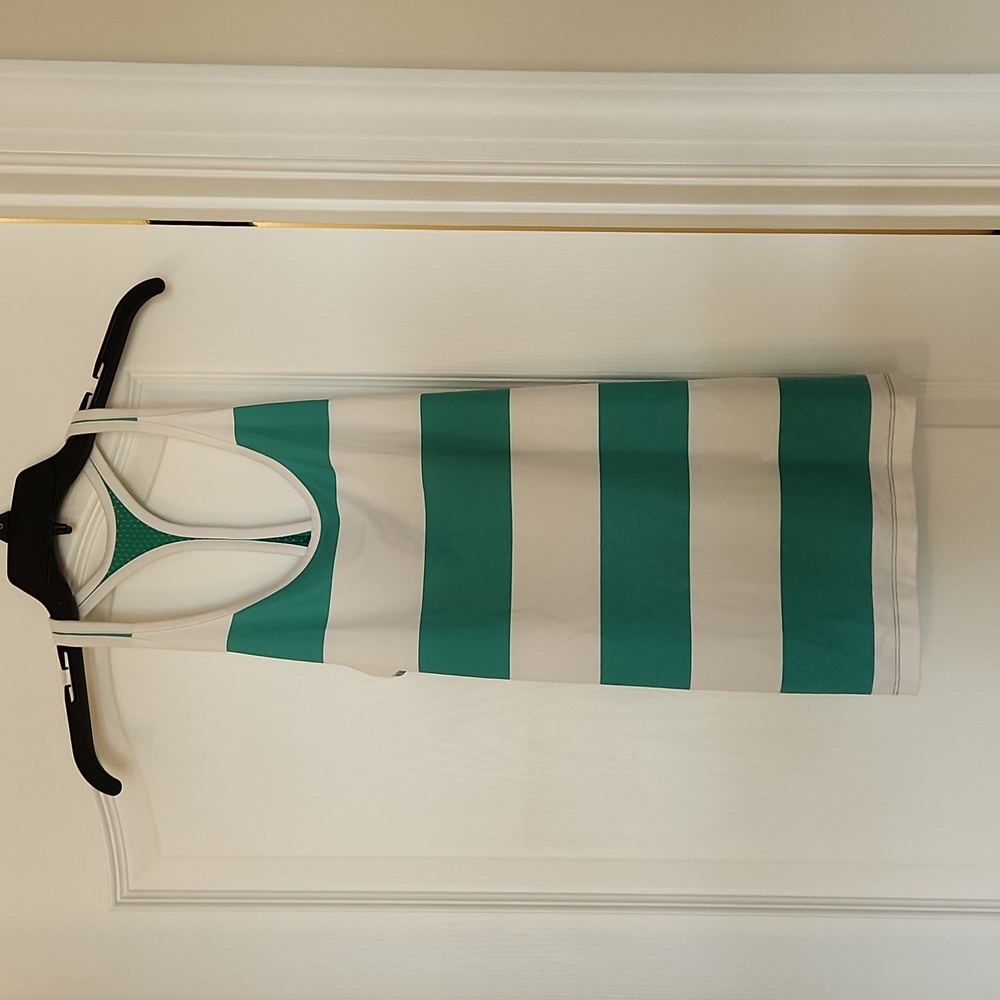 Small Nike Dri-Fit Green White Striped Tank Top Mesh Back